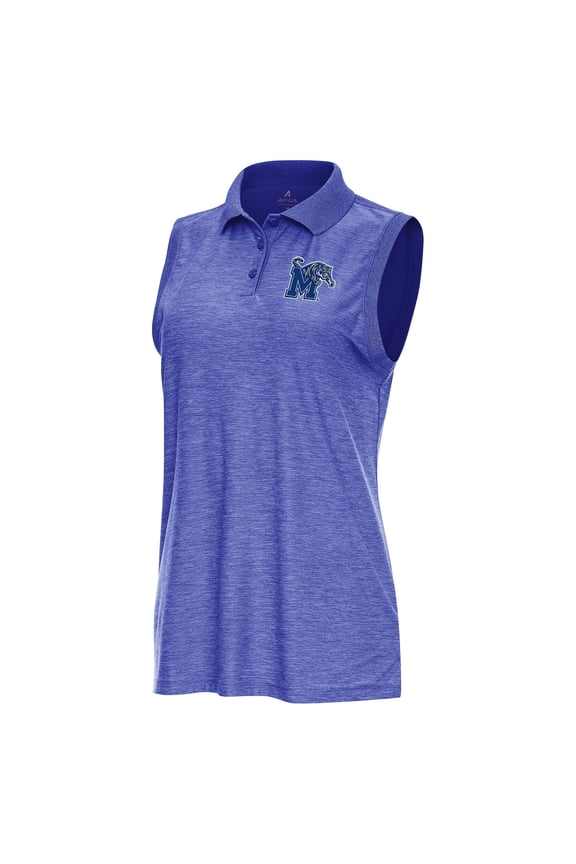 Women's Antigua  Heather Royal Memphis Tigers Recap Sleeveless Polo
