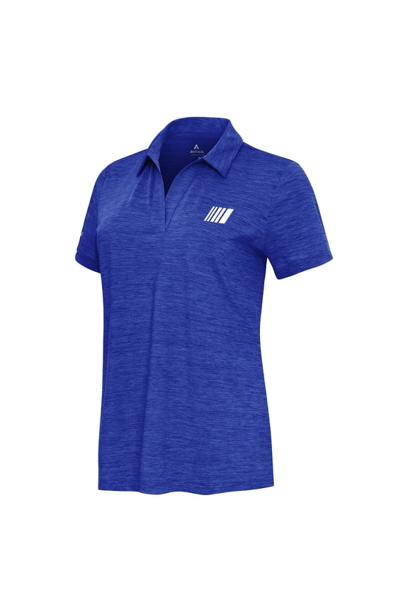 Women's Antigua Heather Royal NASCAR Layout V-Neck Polo