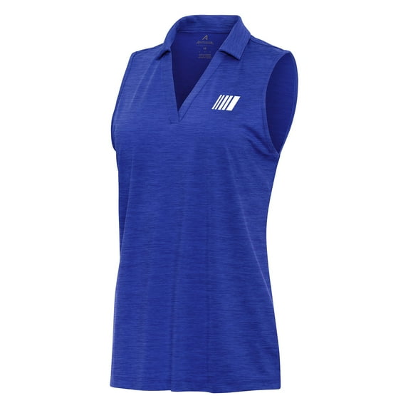 Women's-Antigua Heather Royal NASCAR Merchandise Layout Sleeveless Polo