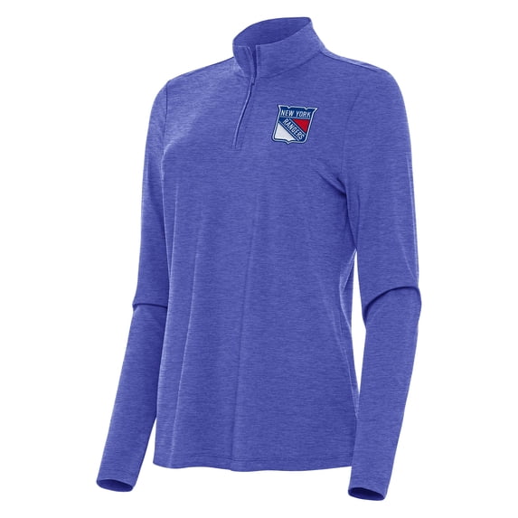Women's Antigua Heather Royal New York Rangers Bright Quarter-Zip Top