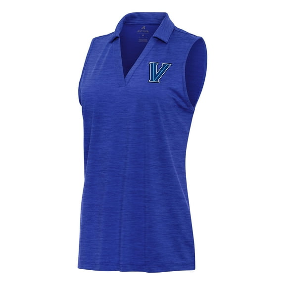 Women's Antigua Heather Royal Villanova Wildcats Layout Sleeveless V-Neck Polo