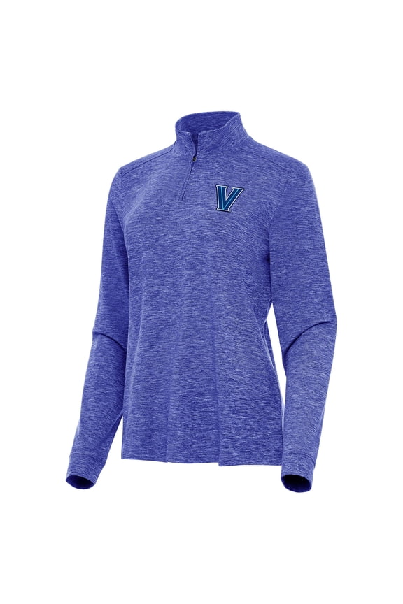 Women's Antigua Heather Royal Villanova Wildcats Mentor Long Sleeve Quarter-Zip Mock Polo