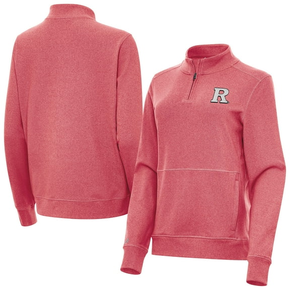 Women's Antigua  Heather Scarlet Rutgers Scarlet Knights Crush Quarter-Zip Sweatshirt