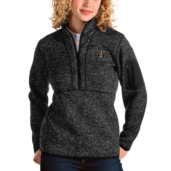 Women's Antigua Heathered Black San Diego Seals Fortune Half-Zip Pullover Jacket