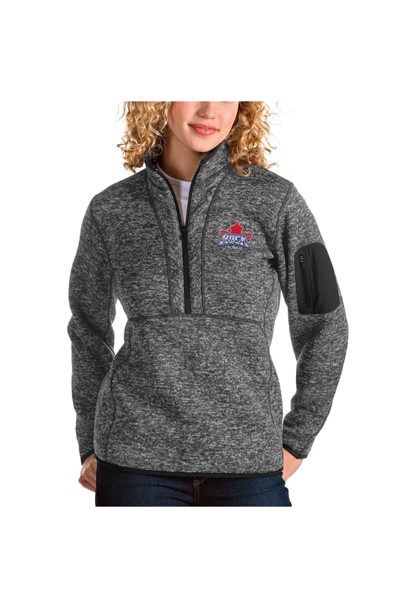 Women's Antigua Heathered Charcoal Toronto Rock Fortune Half-Zip Pullover Jacket