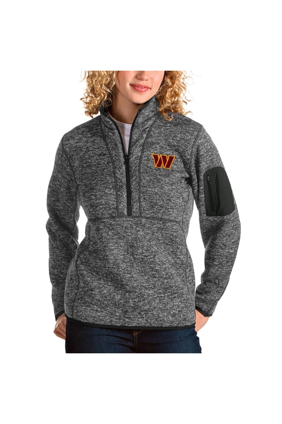 Women's Antigua Heathered Charcoal Washington Commanders Fortune Quarter-Zip Pullover Jacket