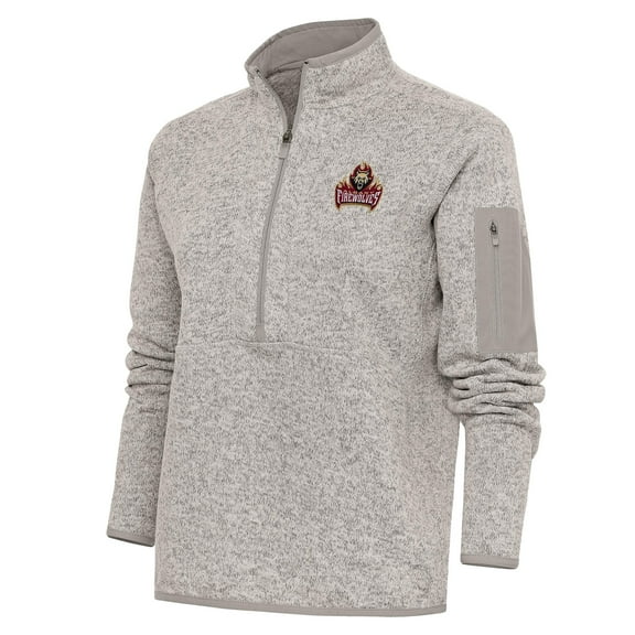 Women's Antigua Heathered Gray Albany FireWolves Fortune Half-Zip Pullover Jacket
