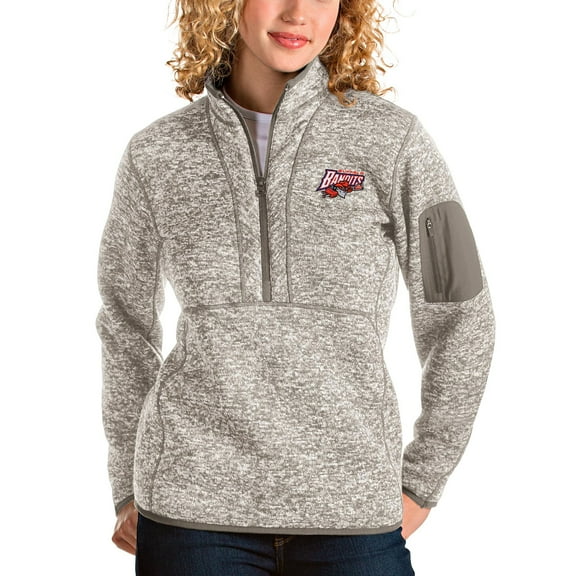 Women's Antigua Heathered Gray Buffalo Bandits Fortune Half-Zip Pullover Jacket