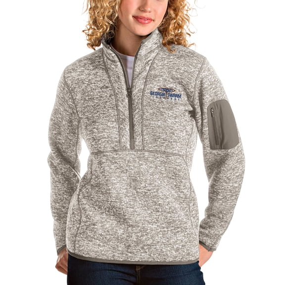 Women's Antigua Heathered Gray Georgia Swarm Fortune Half-Zip Pullover Jacket