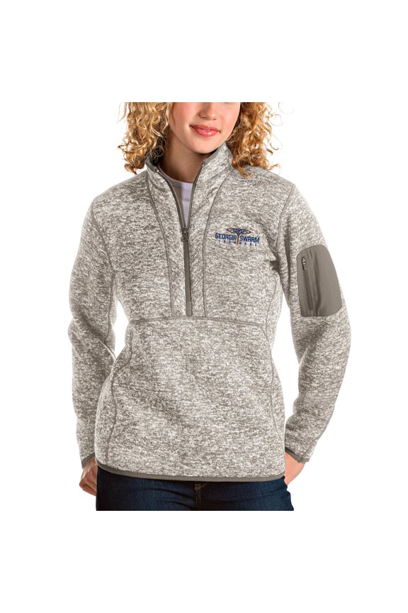 Women's Antigua Heathered Gray Georgia Swarm Fortune Half-Zip Pullover Jacket