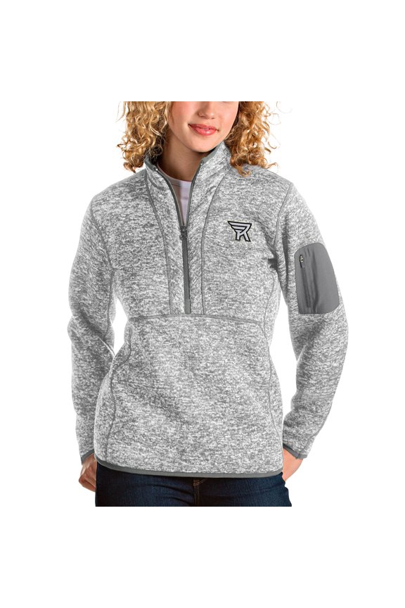 Women's Antigua Heathered Gray Rochester Knighthawks Fortune Half-Zip Pullover Jacket