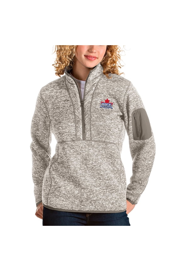 Women's Antigua Heathered Gray Toronto Rock Fortune Half-Zip Pullover Jacket