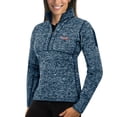 thumbnail image 1 of Women's Antigua Heathered Navy Atlanta Braves Fortune Half-Zip Pullover Sweater, 1 of 1