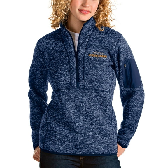 Women's Antigua Heathered Navy Georgia Swarm Fortune Half-Zip Pullover Jacket