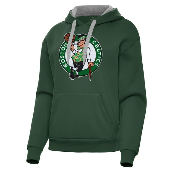 Women's Antigua Hunter Green Boston Celtics Victory Pullover Hoodie