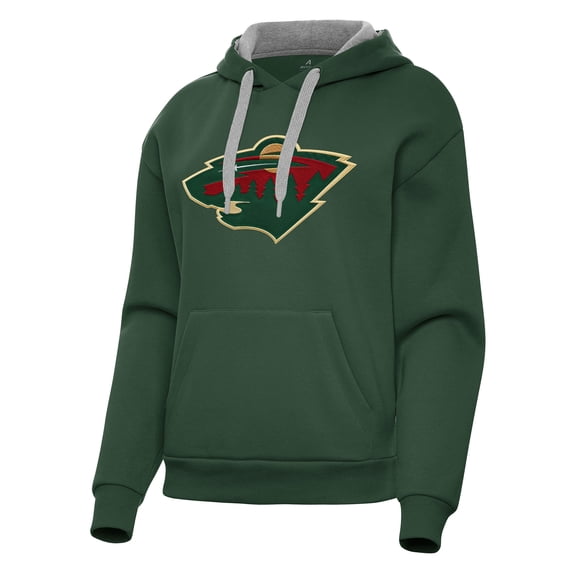 Women's Antigua Hunter Green Minnesota Wild Victory Pullover Hoodie