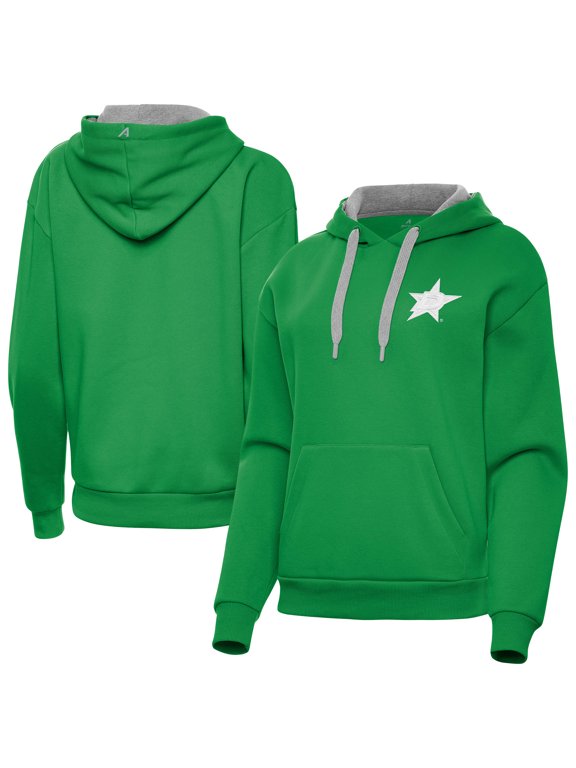 Women's Antigua Kelly Green Dallas Stars St. Patrick's Day Victory Pullover Hoodie