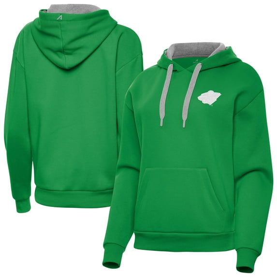Women's Antigua Kelly Green Minnesota Wild St. Patrick's Day Victory Pullover Hoodie