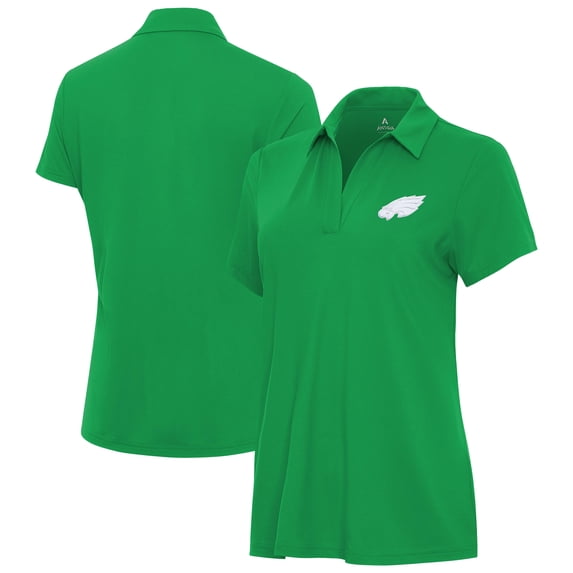 Women's Antigua Kelly Green Philadelphia Eagles St. Patrick's Day Era V-Neck Polo