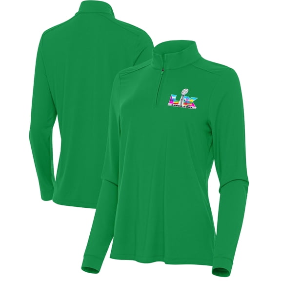Women's Antigua  Kelly Green Super Bowl LX Intent Quarter-Zip Top