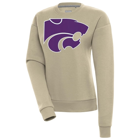 Women's Antigua Khaki Kansas State Wildcats Victory Pullover Sweatshirt
