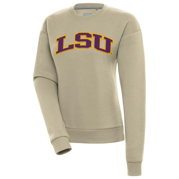 Women's Antigua Khaki LSU Tigers Victory Pullover Sweatshirt