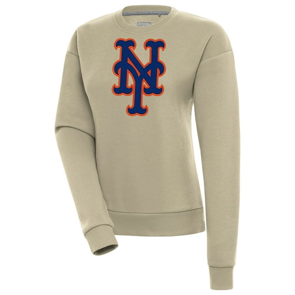 Women's Antigua Khaki New York Mets Victory Pullover Sweatshirt
