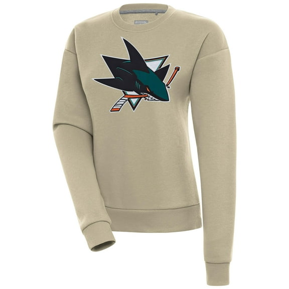 Women's Antigua Khaki San Jose Sharks Victory Pullover Sweatshirt