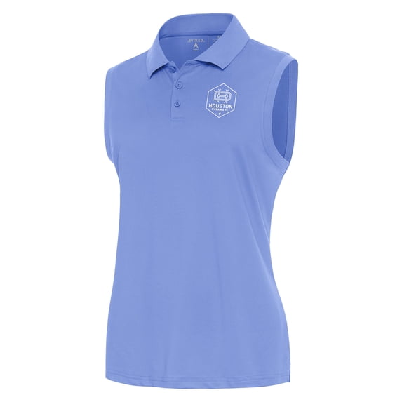 Women's Antigua Lavender Houston Dynamo FC White Logo Sleeveless Recap Polo