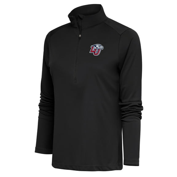 Women's Antigua  Liberty Flames Black Tribute Half-Zip Top