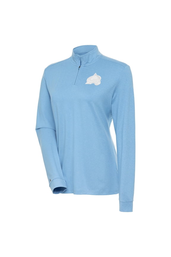 Women's Antigua Light Blue Colorado Avalanche White Logo Mentor Quarter-Zip Jacket