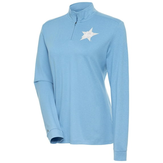 Women's Antigua Light Blue Dallas Stars White Logo Mentor Quarter-Zip Jacket