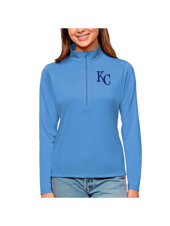 Women's Antigua Light Blue Kansas City Royals Tribute Quarter-Zip Pullover Top