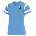 thumbnail image 1 of Women's Antigua Light Blue Minnesota United FC Encounter Notch Neck T-Shirt, 1 of 1