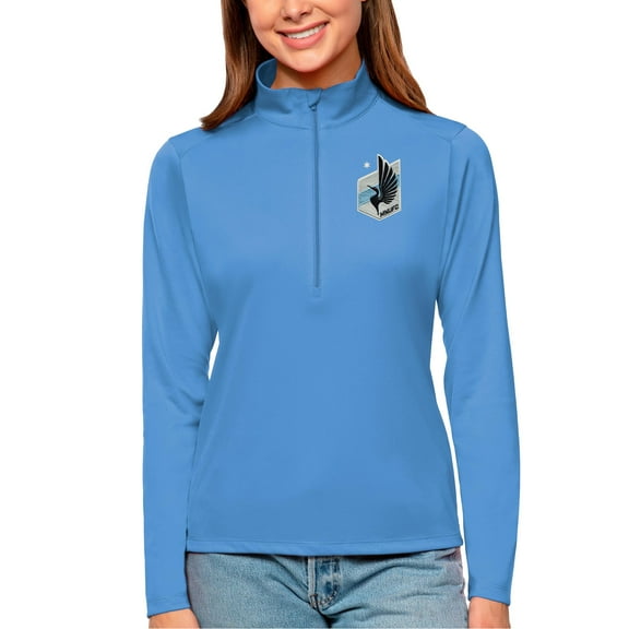 Women's Antigua Light Blue Minnesota United FC Tribute Quarter-Zip Pullover Top