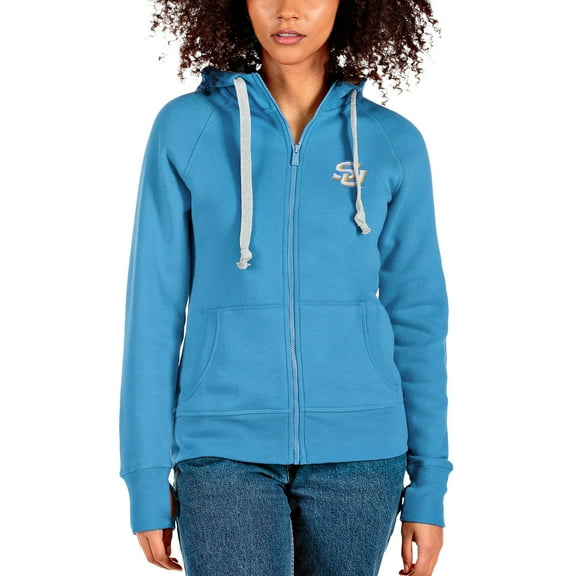 Women's Antigua Light Blue Southern University Jaguars Victory Full-Zip Hoodie