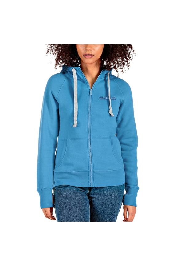 Women's Antigua Light Blue Spelman College Jaguars Victory Full-Zip Hoodie