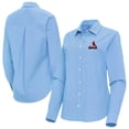 thumbnail image 1 of Women's Antigua Light Blue St. Louis Cardinals Porter Woven Long Sleeve Button-Up Shirt, 1 of 3