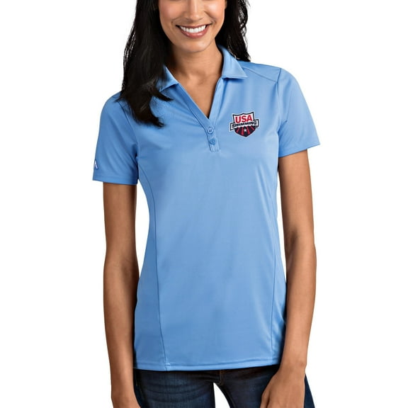 Women's Antigua Light Blue USA Swimming Tribute Polo