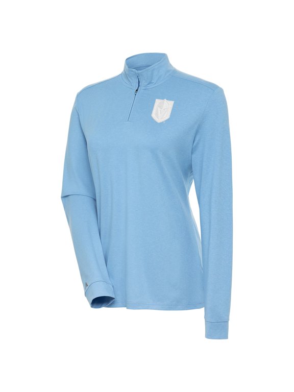 Women's Antigua Light Blue Vegas Golden Knights White Logo Mentor Quarter-Zip Jacket