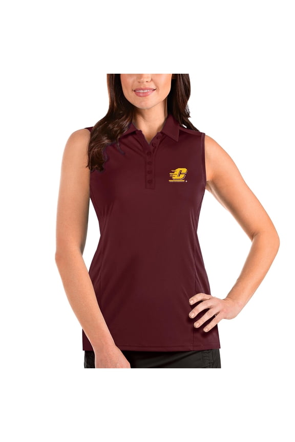 Women's Antigua Maroon Cent. Michigan Chippewas Tribute Sleeveless Polo