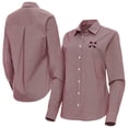 thumbnail image 1 of Women's Antigua Maroon Mississippi State Bulldogs Porter Woven Tri-Blend Long Sleeve Button-Up Shirt, 1 of 3
