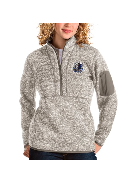 Women's Antigua Natural Dallas Mavericks Fortune Quarter-Zip Pullover Jacket