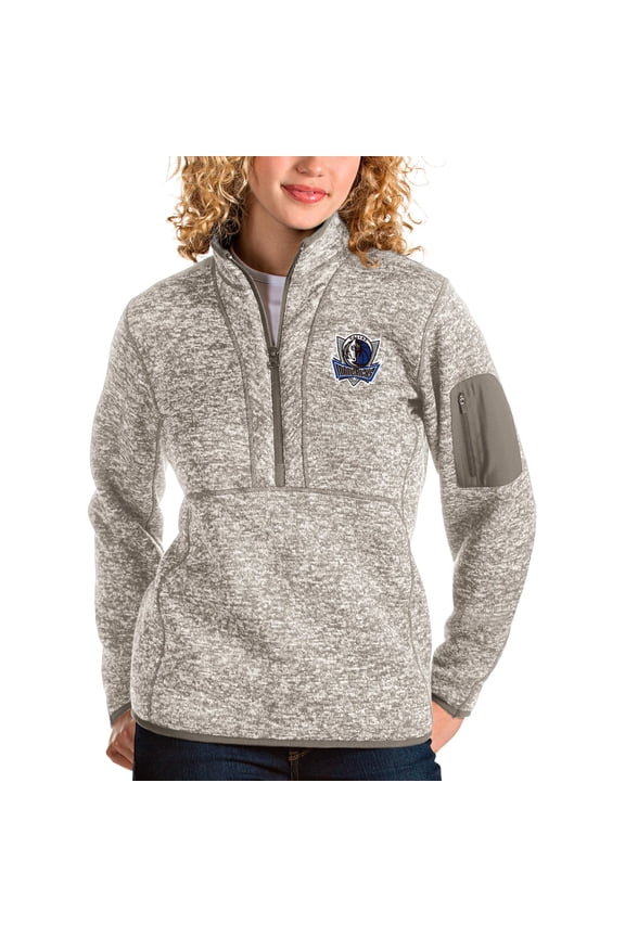 Women's Antigua Natural Dallas Mavericks Fortune Quarter-Zip Pullover Jacket