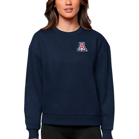 Women's Antigua Navy Arizona Wildcats Logo Victory Crewneck Pullover Sweatshirt