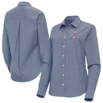 Women's Antigua Navy Arizona Wildcats Porter Woven Tri-Blend Long Sleeve Button-Up Shirt