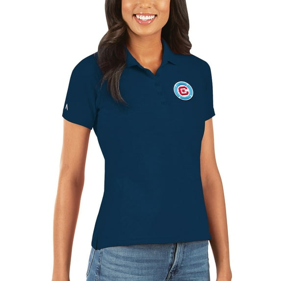 Women's Antigua Navy Chicago Fire Logo Legacy Pique Polo