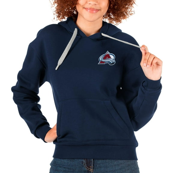 Women's Antigua Navy Colorado Avalanche Primary Logo Victory Pullover Hoodie