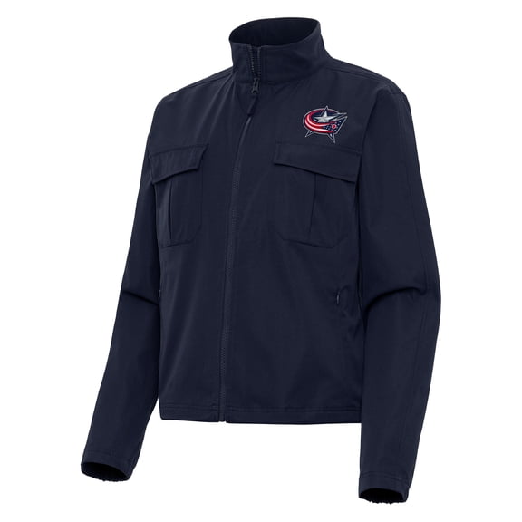 Women's Antigua  Navy Columbus Blue Jackets Even Par Full-Zip Jacket