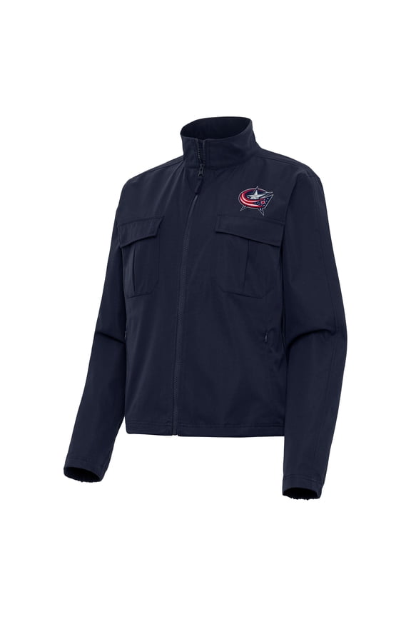 Women's Antigua Navy Columbus Blue Jackets Even Par Full-Zip Jacket